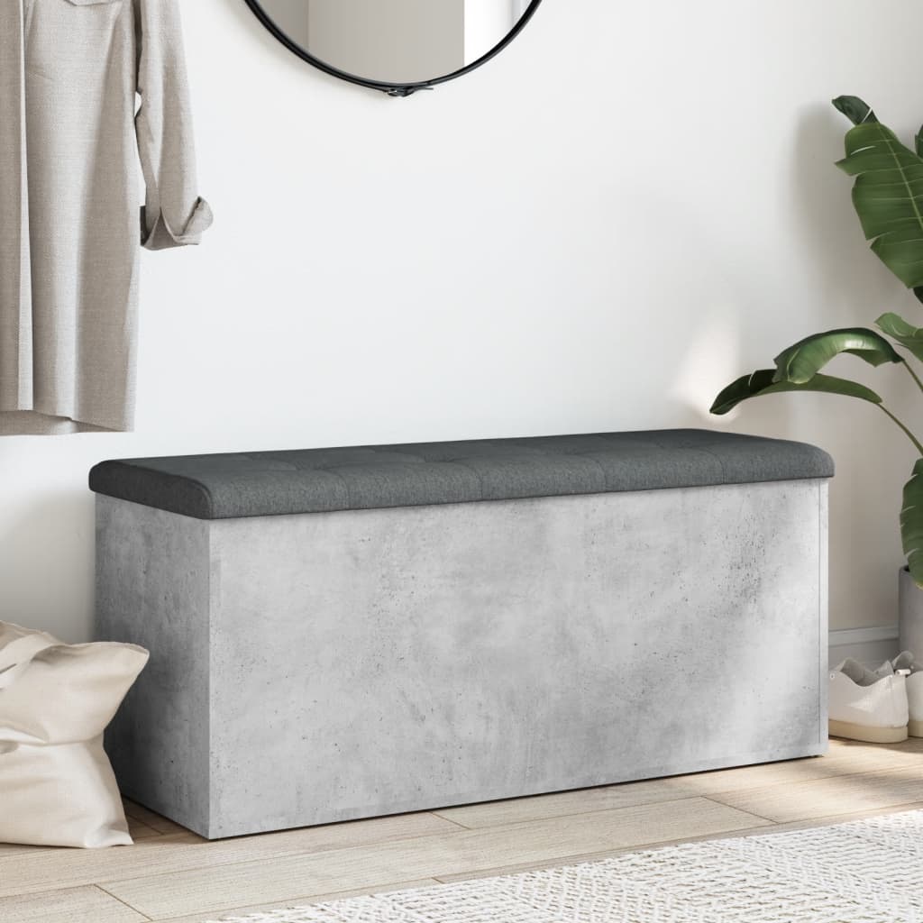 Klupa za pohranu boja betona 102 x 42 x 45 cm konstruirano drvo