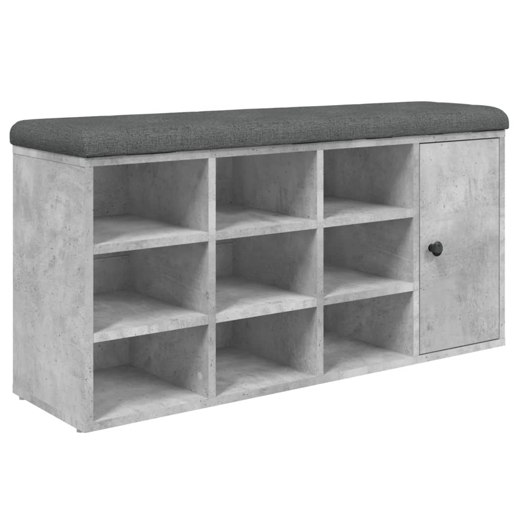 Klupa za cipele siva boja betona 102x32x50 cm konstruirano drvo