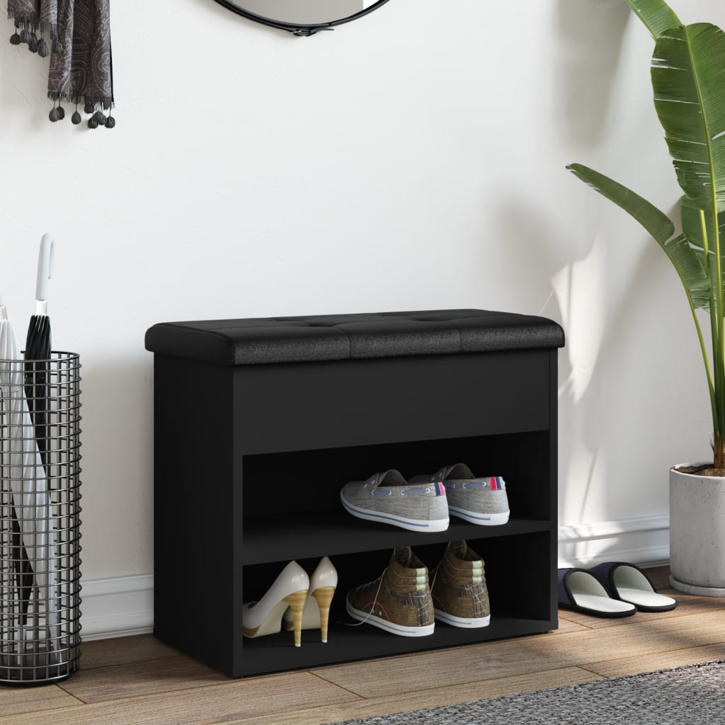 Klupa za cipele crna 62x32x50 cm od konstruiranog drva