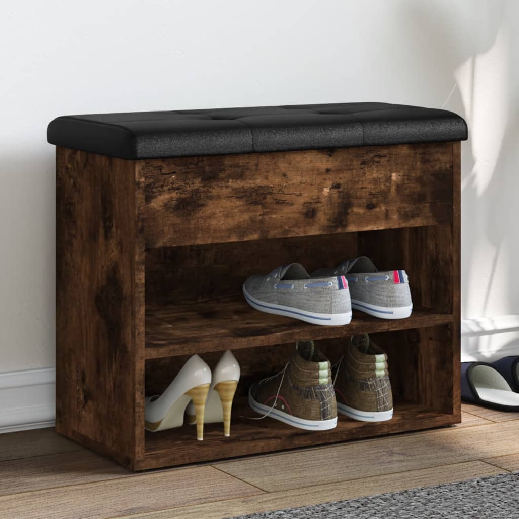 Klupa za cipele boja dimljenog hrasta 62x32x50 cm drvena