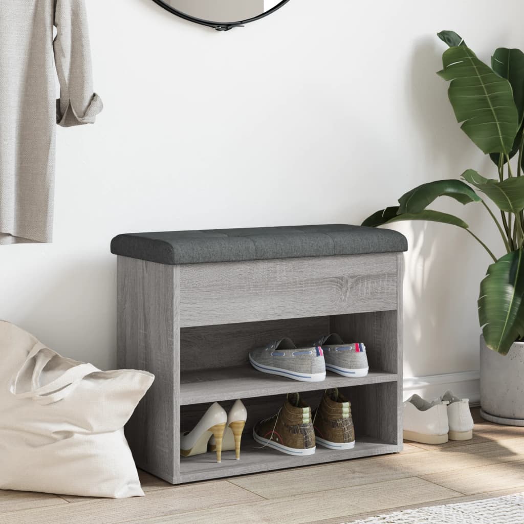 Klupa za cipele siva boja hrasta 62x32x50 cm konstruirano drvo