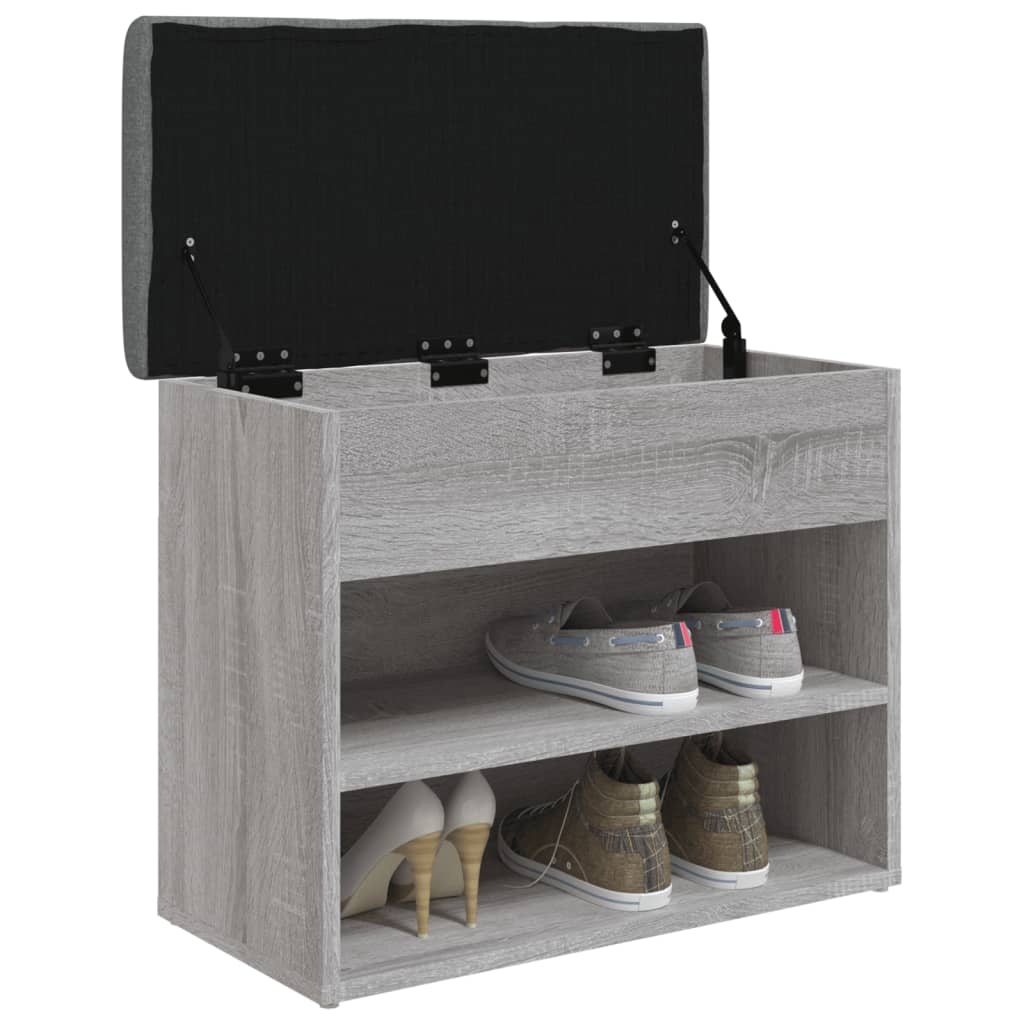 Klupa za cipele siva boja hrasta 62x32x50 cm konstruirano drvo