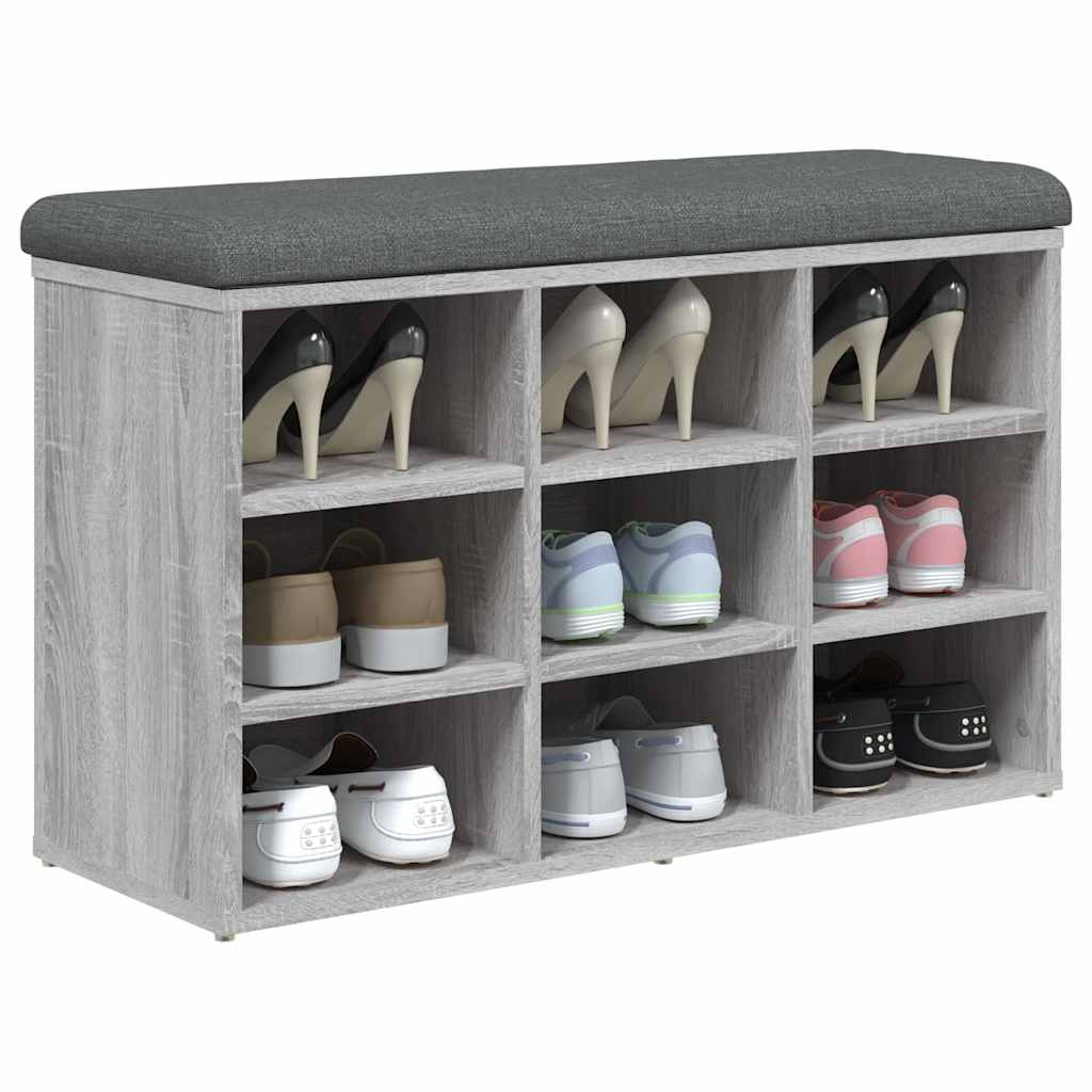 Klupa za cipele siva boja hrasta 82x32x50 cm konstruirano drvo