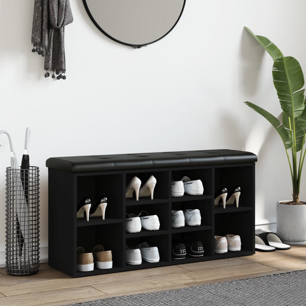 Klupa za cipele crna 102 x 32 x 50 cm od konstruiranog drva