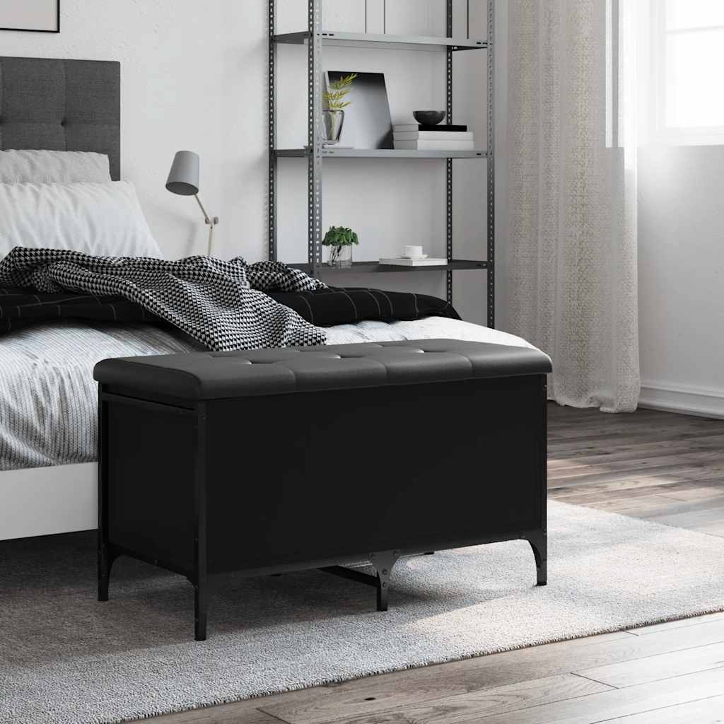 Klupa za pohranu crna 82 x 42 x 45 cm od konstruiranog drva