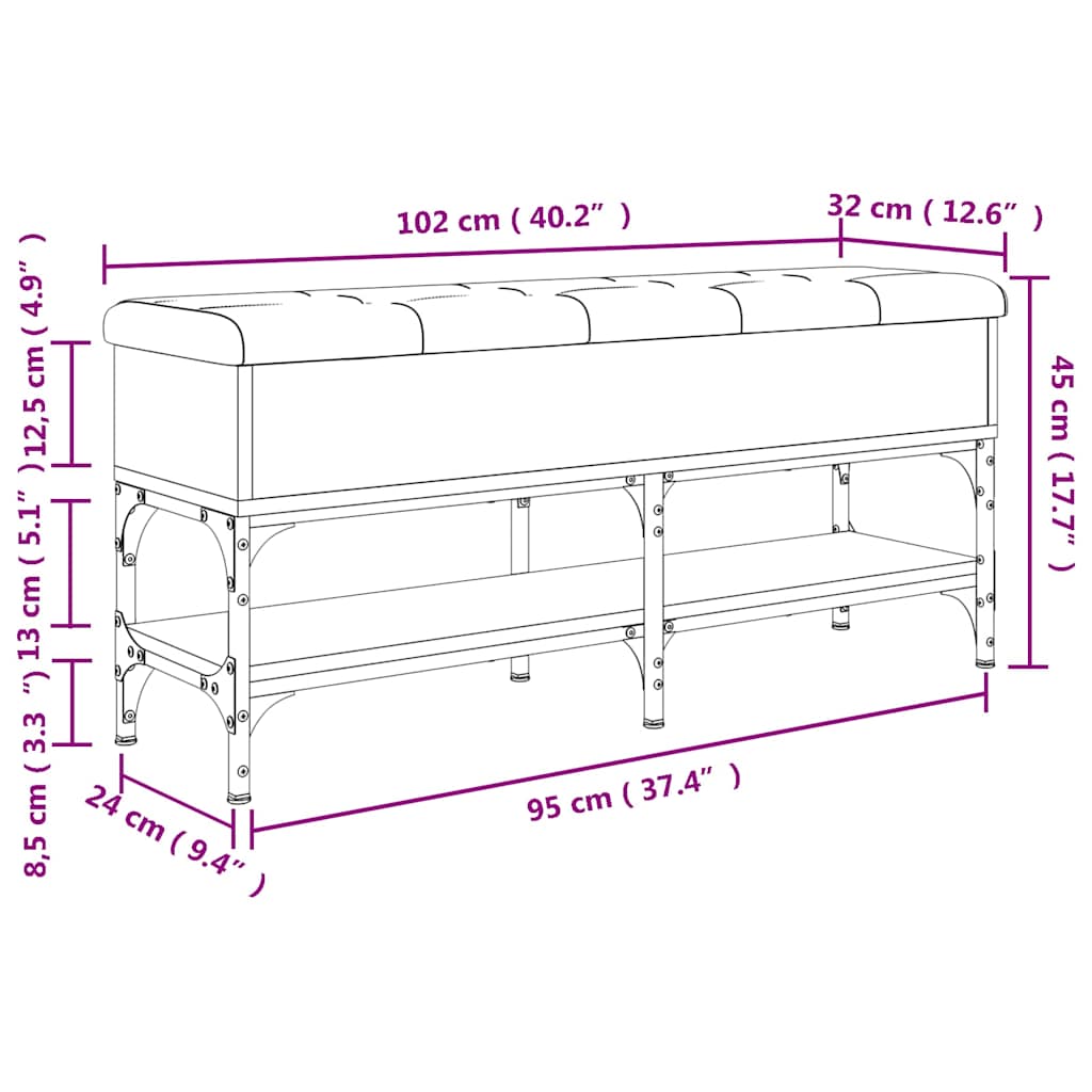 Klupa za cipele smeđa boja hrasta 102x32x45cm konstruirano drvo