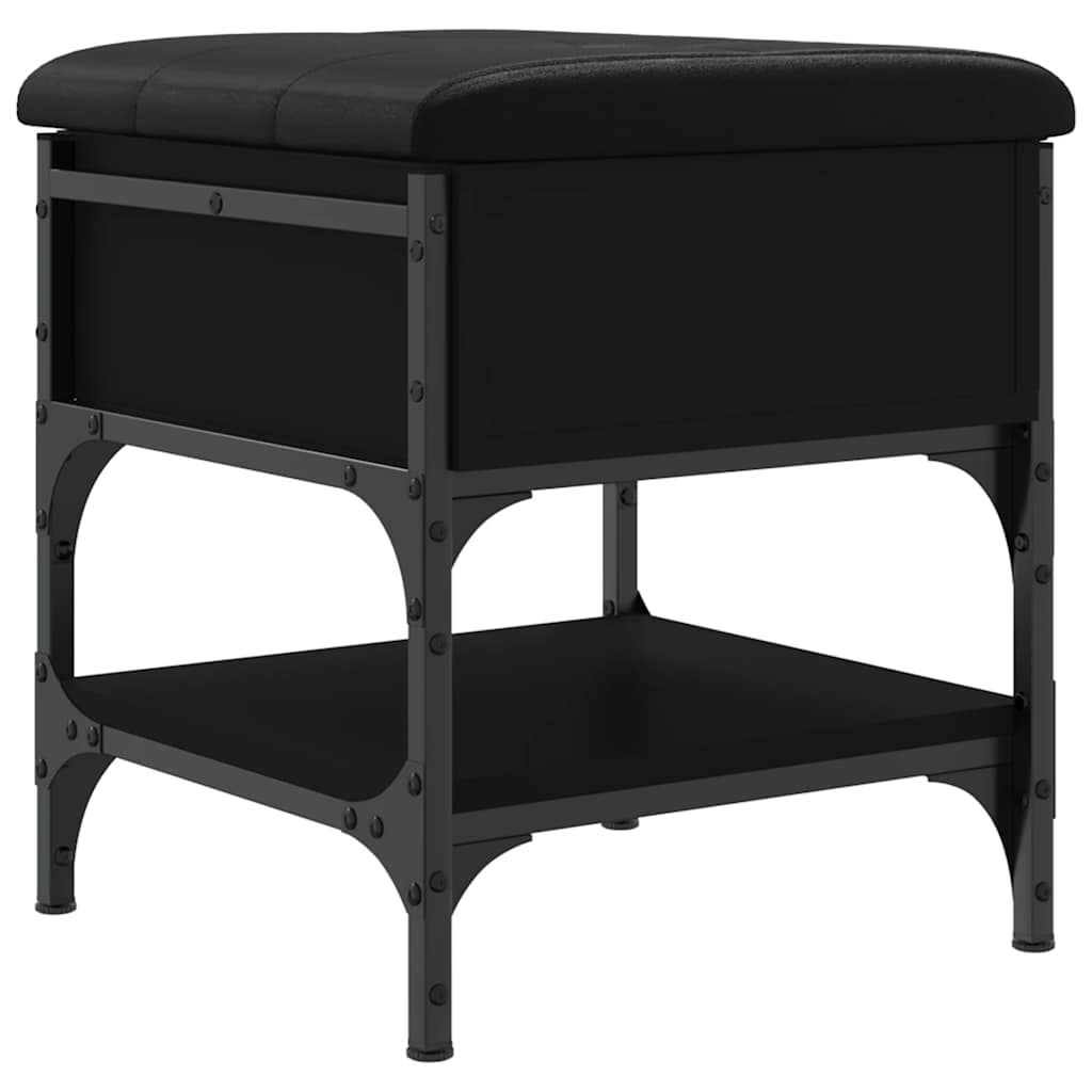 Klupa za cipele crna 42 x 42 x 45 cm od konstruiranog drva