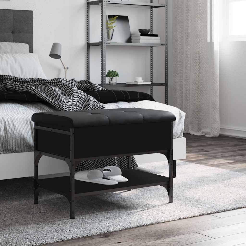 Klupa za cipele crna 62 x 42 x 45 cm od konstruiranog drva