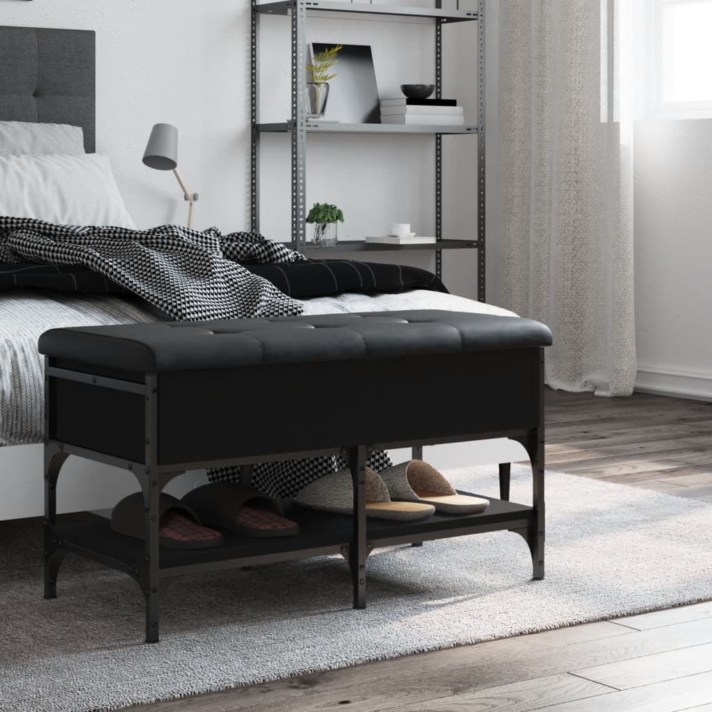 Klupa za cipele crna 82 x 42 x 45 cm od konstruiranog drva