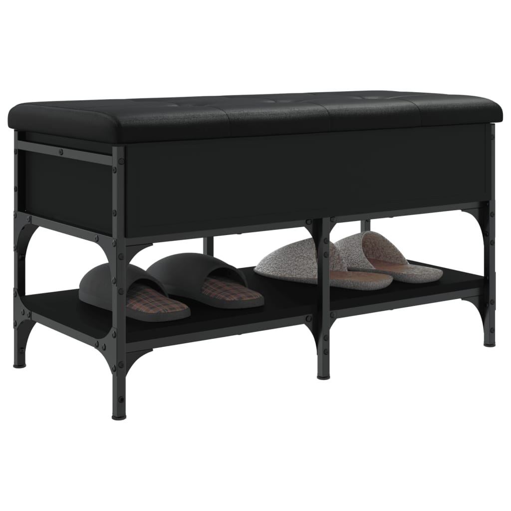 Klupa za cipele crna 82 x 42 x 45 cm od konstruiranog drva