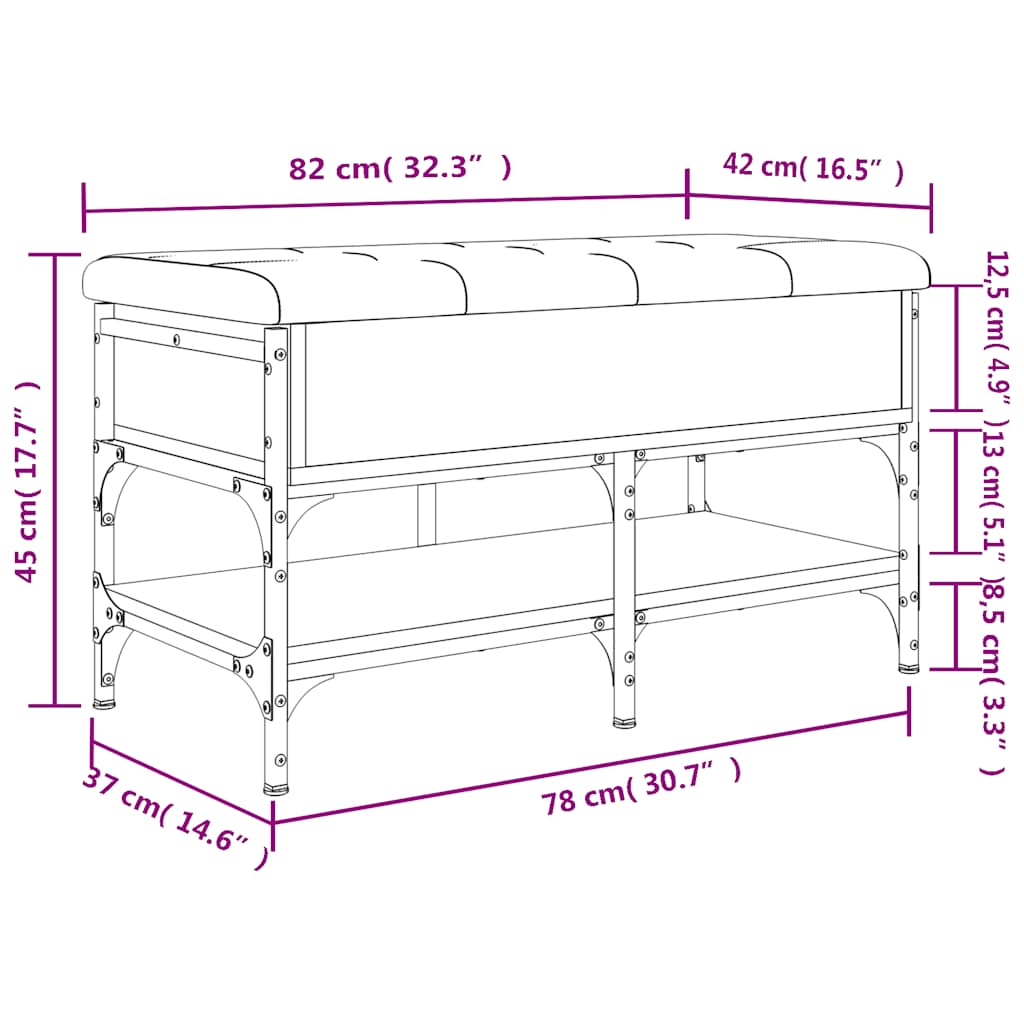Klupa za cipele boja hrasta 82x42x45 cm od konstruiranog drva