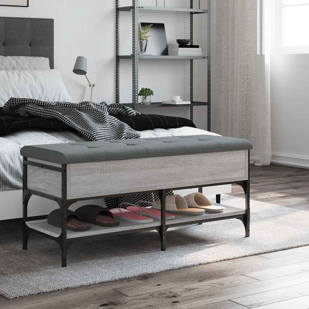 Klupa za cipele siva boja hrasta 102x42x45 cm konstruirano drvo