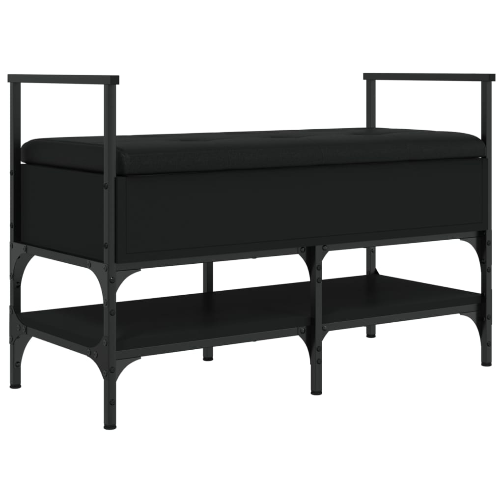 Klupa za cipele crna 85,5x42x57,5 cm od konstruiranog drva