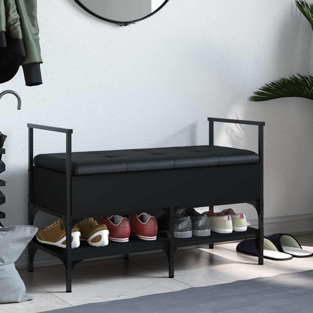 Klupa za cipele crna 85,5x42x57,5 cm od konstruiranog drva
