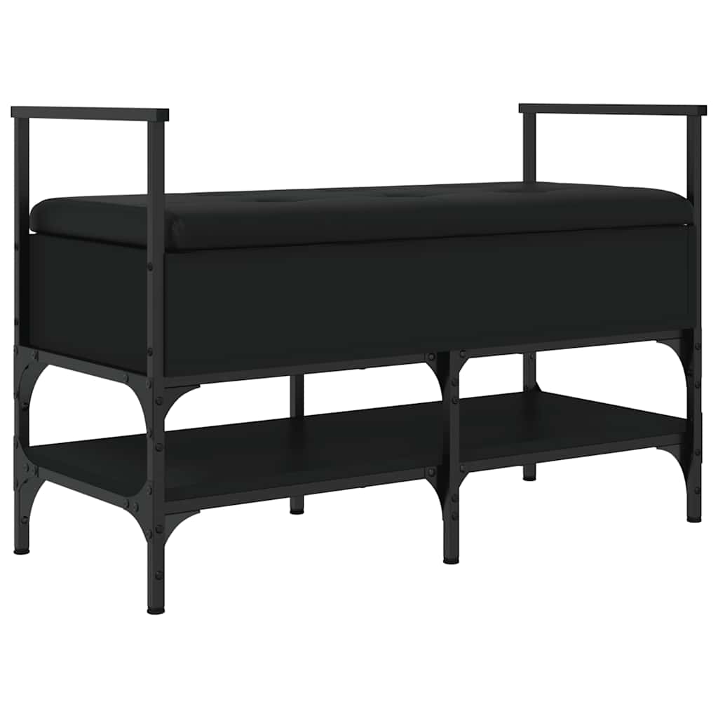 Klupa za cipele crna 85,5x42x57,5 cm od konstruiranog drva