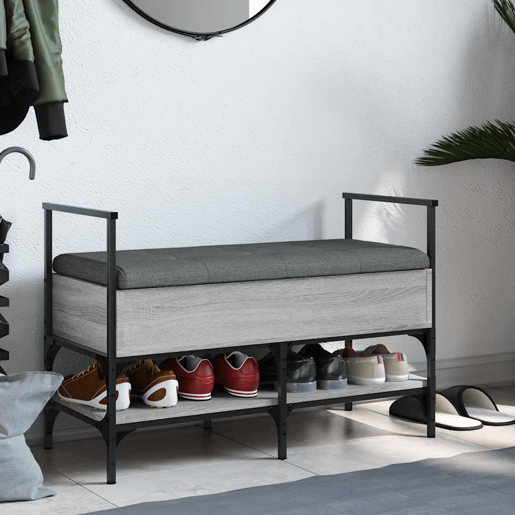 Klupa za cipele siva boja hrasta 85,5x42x57,5 cm drvena