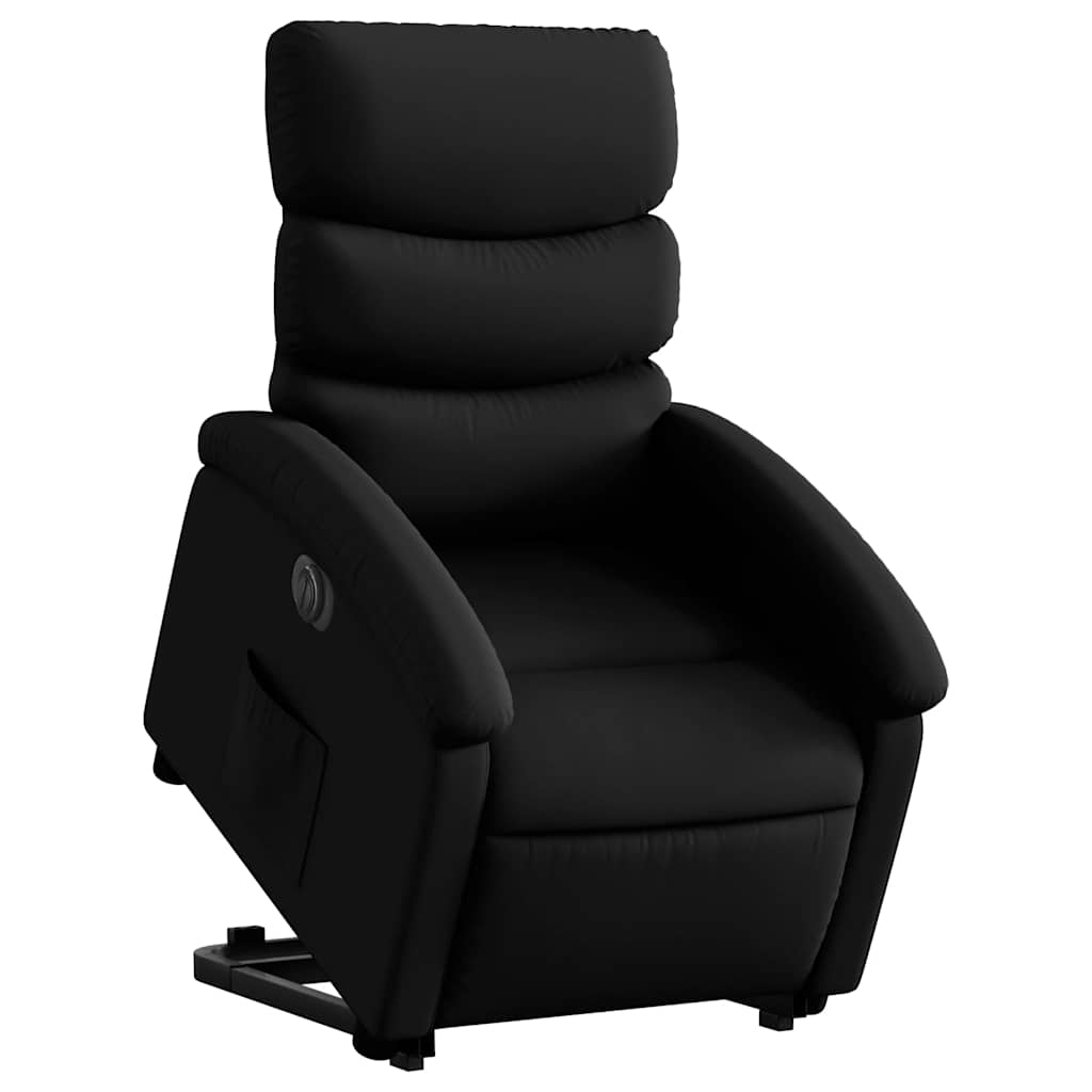 Električni naslonjač na podizanje od umjetne kože crni