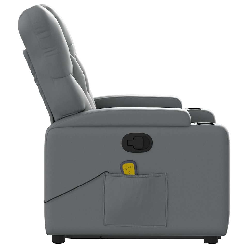 Masažni naslonjač na podizanje od umjetne kože siva