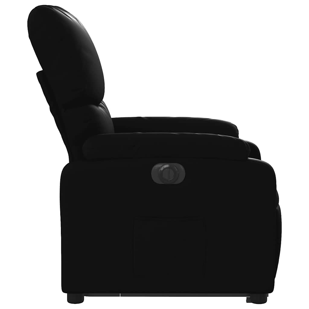 Električni naslonjač na podizanje od umjetne kože crni