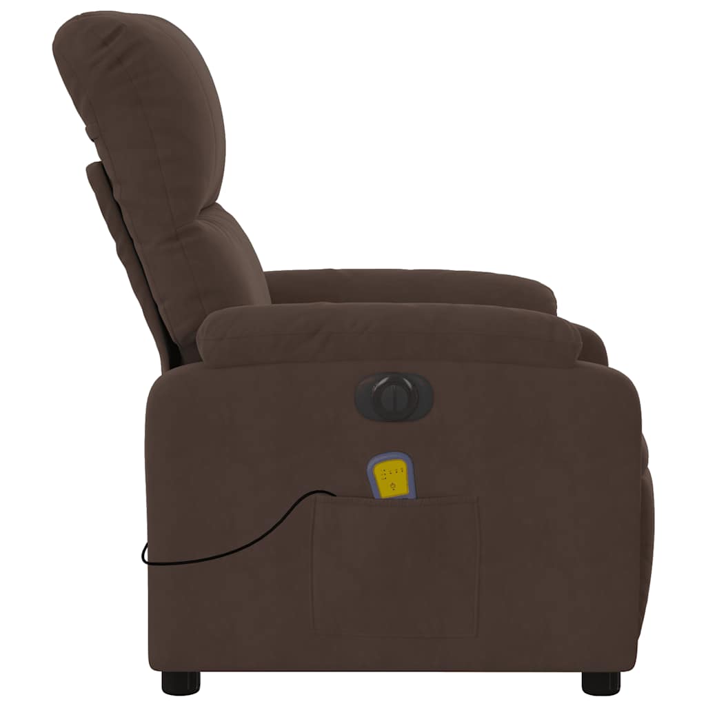 Električni masažni naslonjač smeđi od mikrovlakana