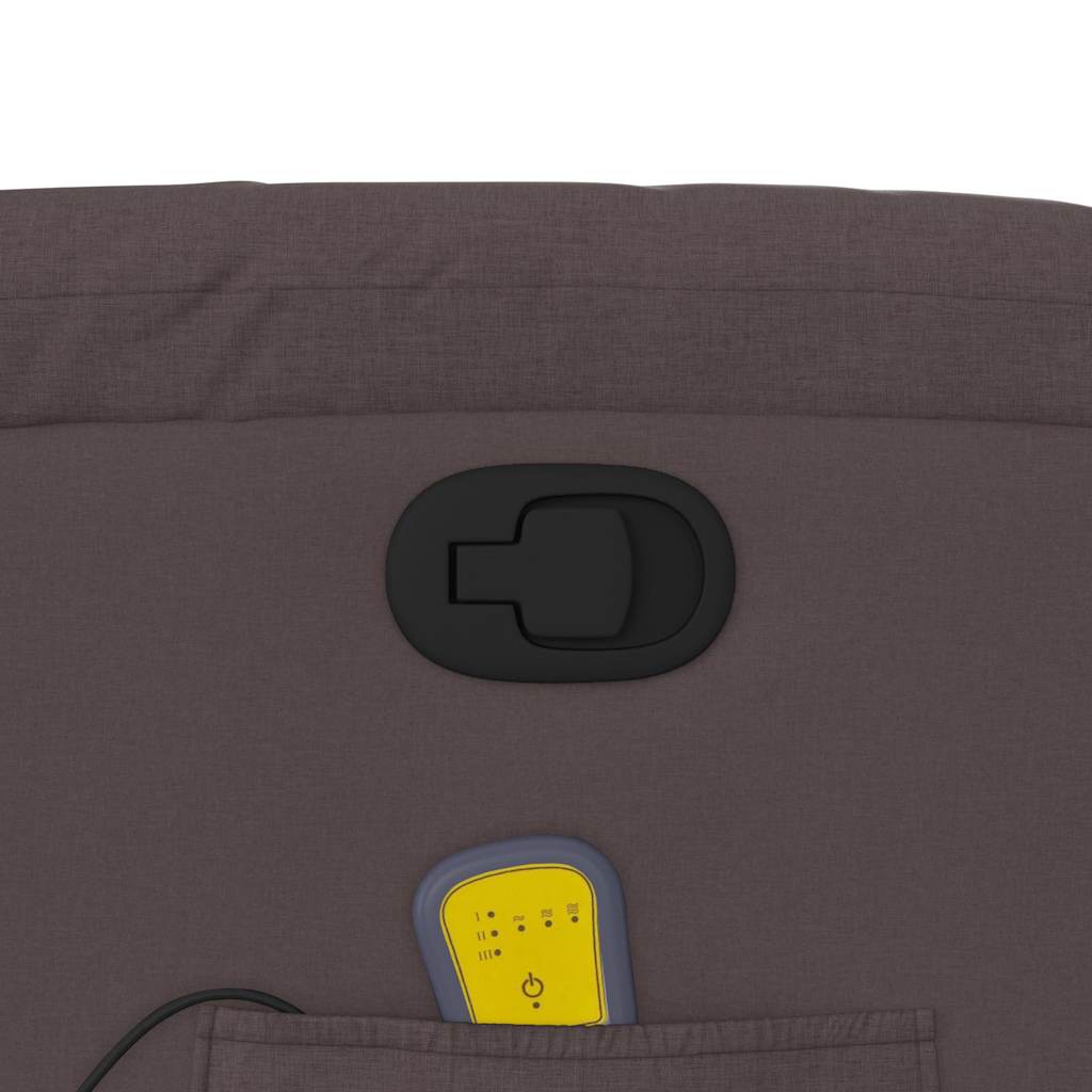 Masažni naslonjač na podizanje tamnosmeđi od tkanine