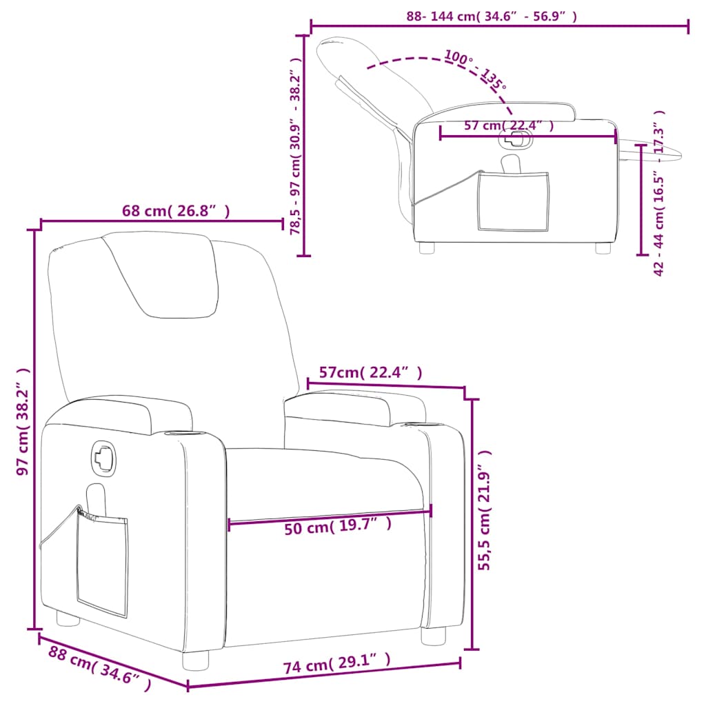 Masažna fotelja za odmor, crna tkanina