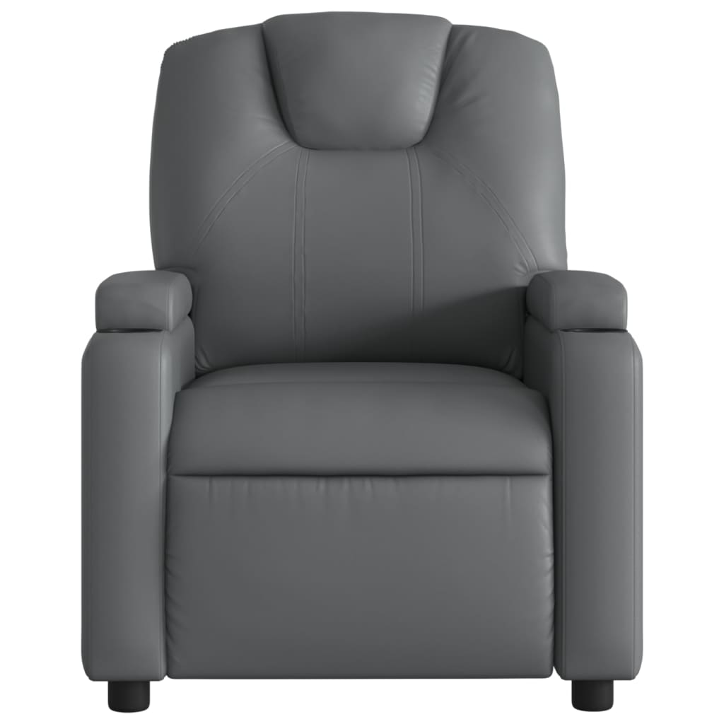 Masažna fotelja za odmor, siva, umjetna koža