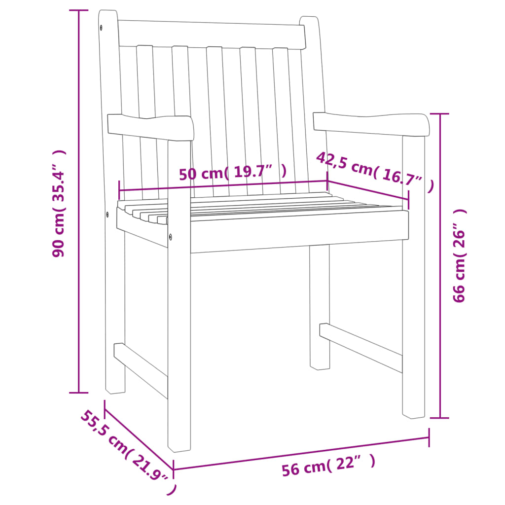 Vrtne stolice 8 kom 56 x 55,5 x 90 cm od masivnog drva bagrema