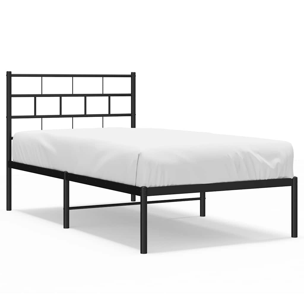 Metalni okvir za krevet s uzglavljem crni 100x200 cm
