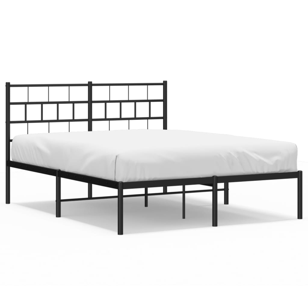 Metalni okvir za krevet s uzglavljem crni 120x200 cm