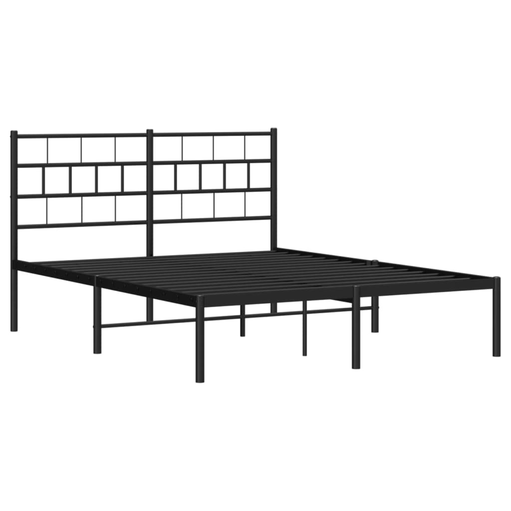 Metalni okvir za krevet s uzglavljem crni 120x200 cm