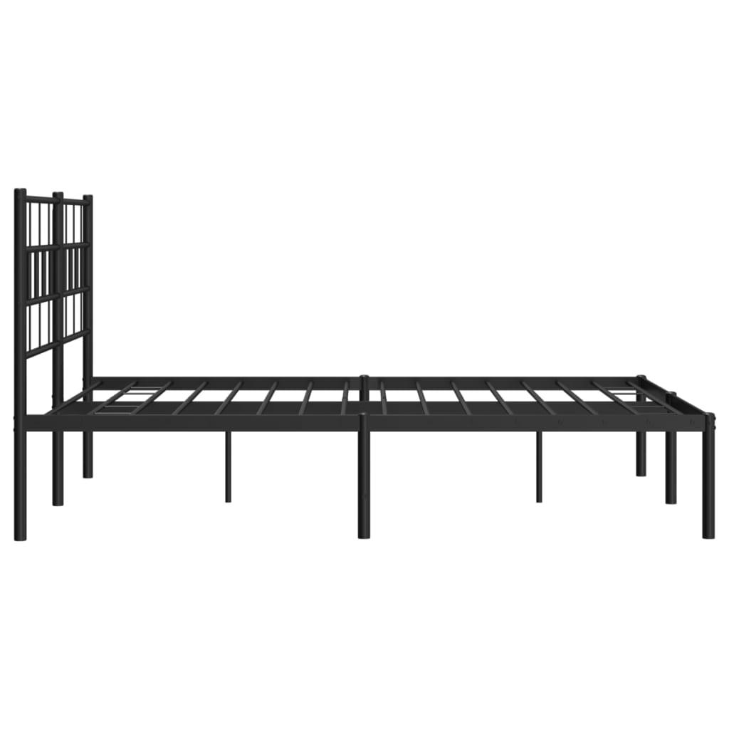 Metalni okvir za krevet s uzglavljem crni 120x200 cm