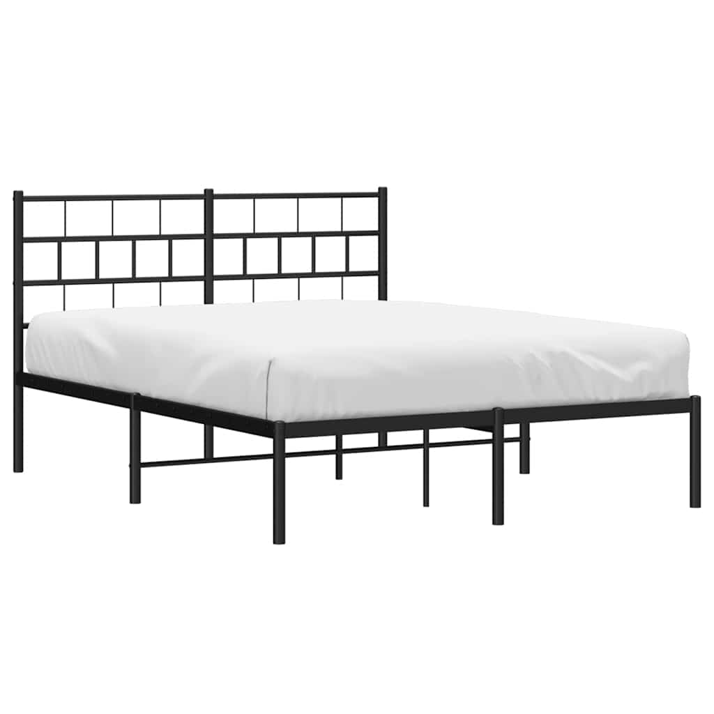Metalni okvir za krevet s uzglavljem crni 135x190 cm