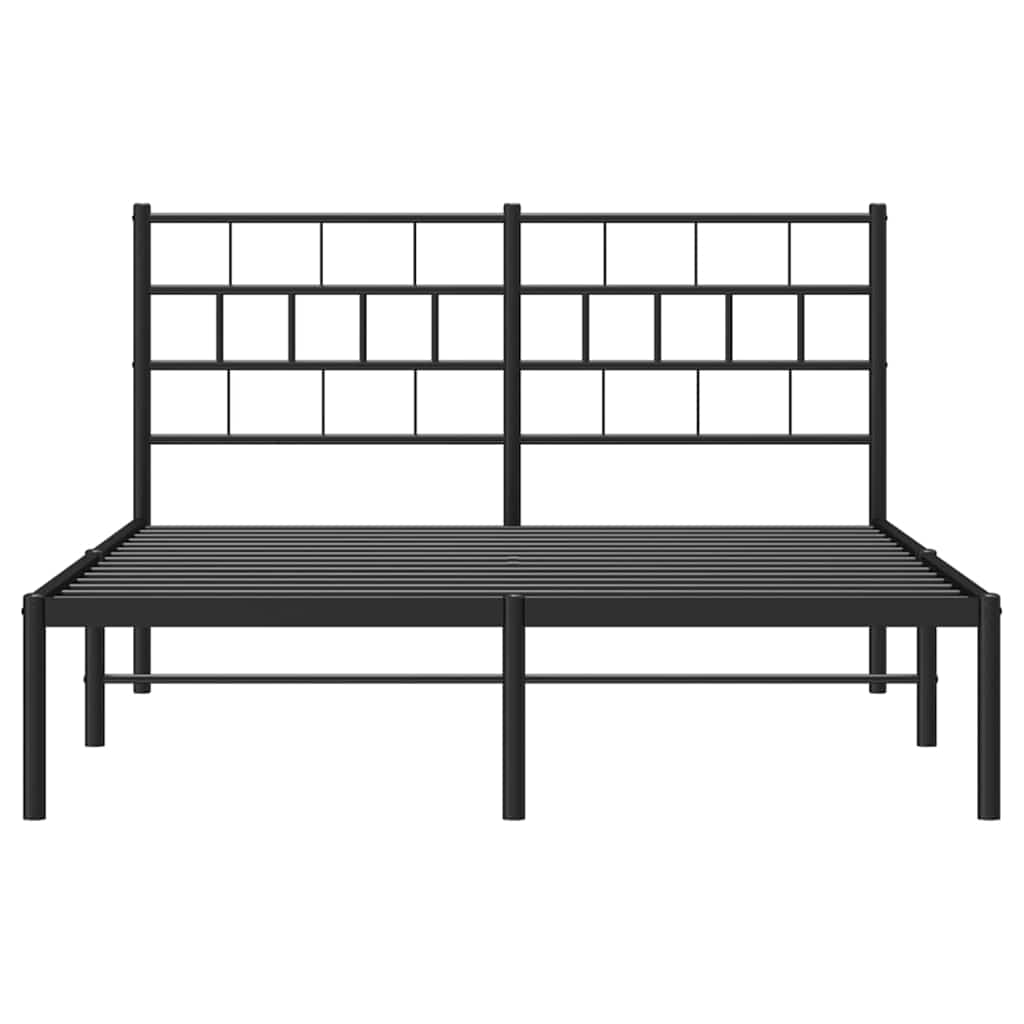 Metalni okvir za krevet s uzglavljem crni 135x190 cm