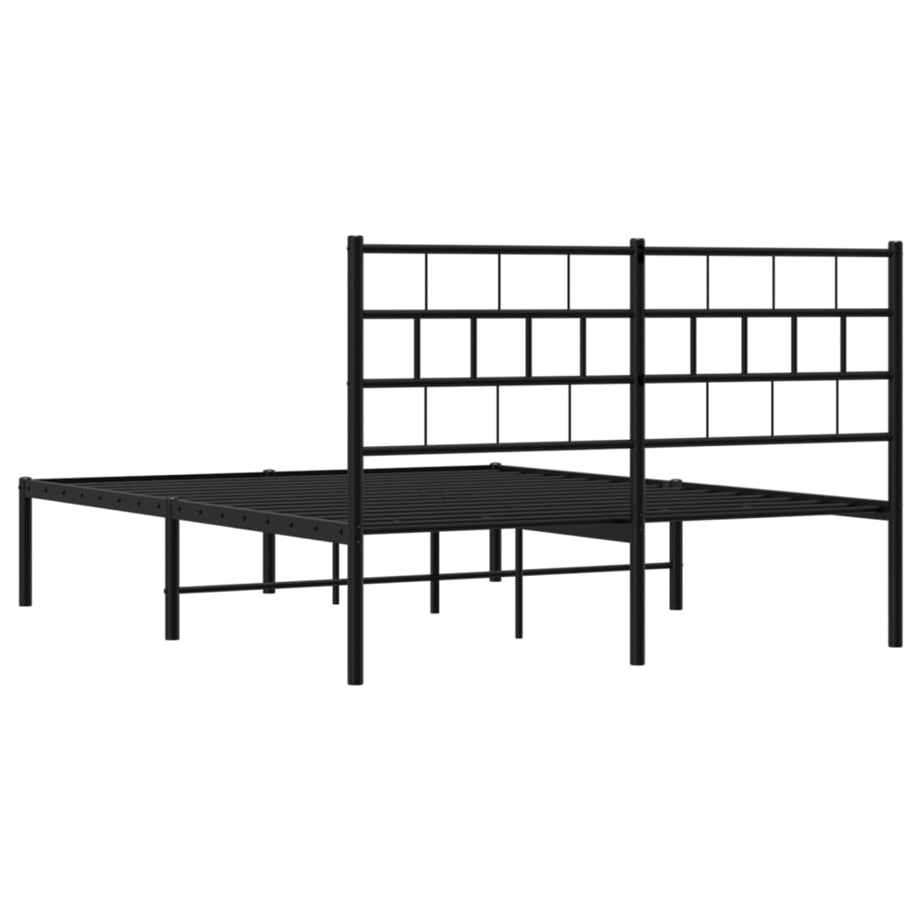 Metalni okvir za krevet s uzglavljem crni 140x190 cm