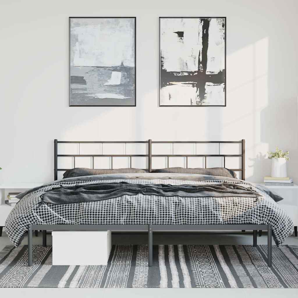 Metalni okvir za krevet s uzglavljem crni 183x213 cm