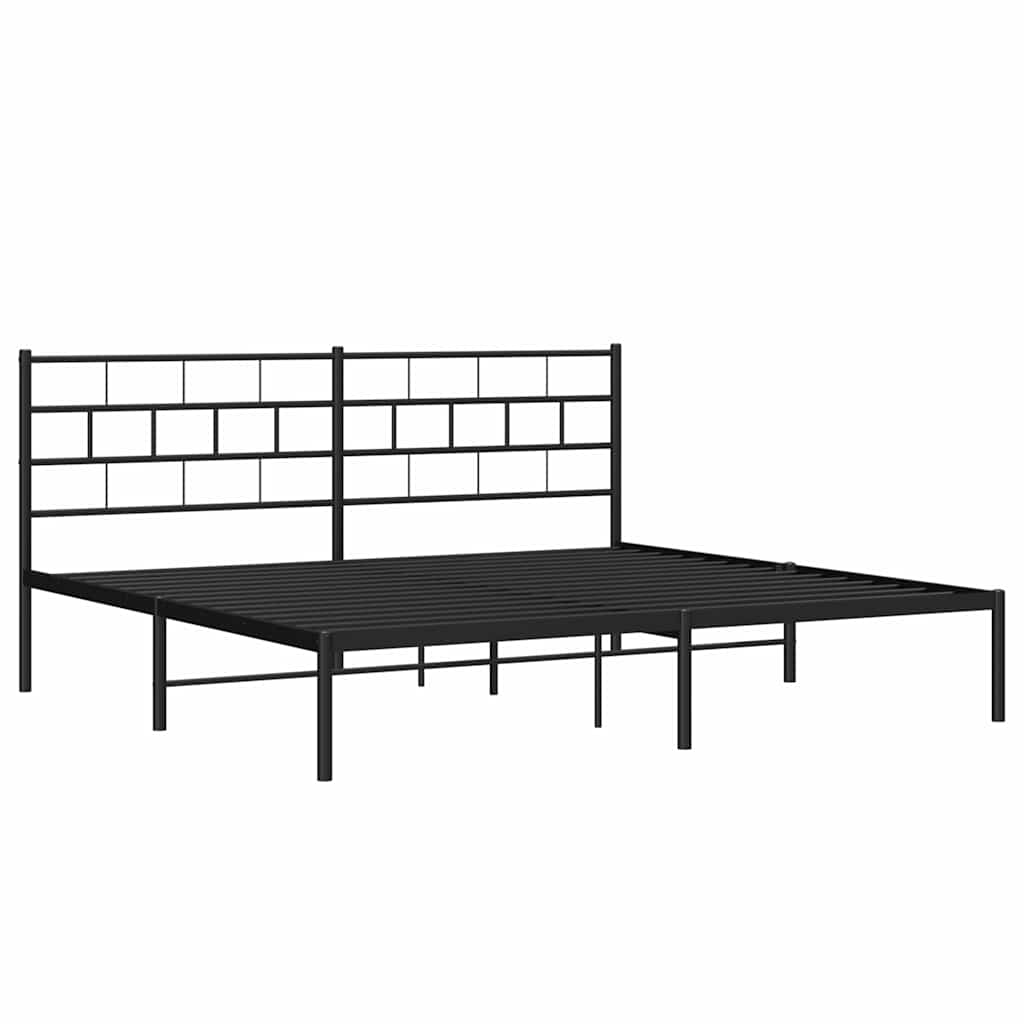 Metalni okvir za krevet s uzglavljem crni 183x213 cm