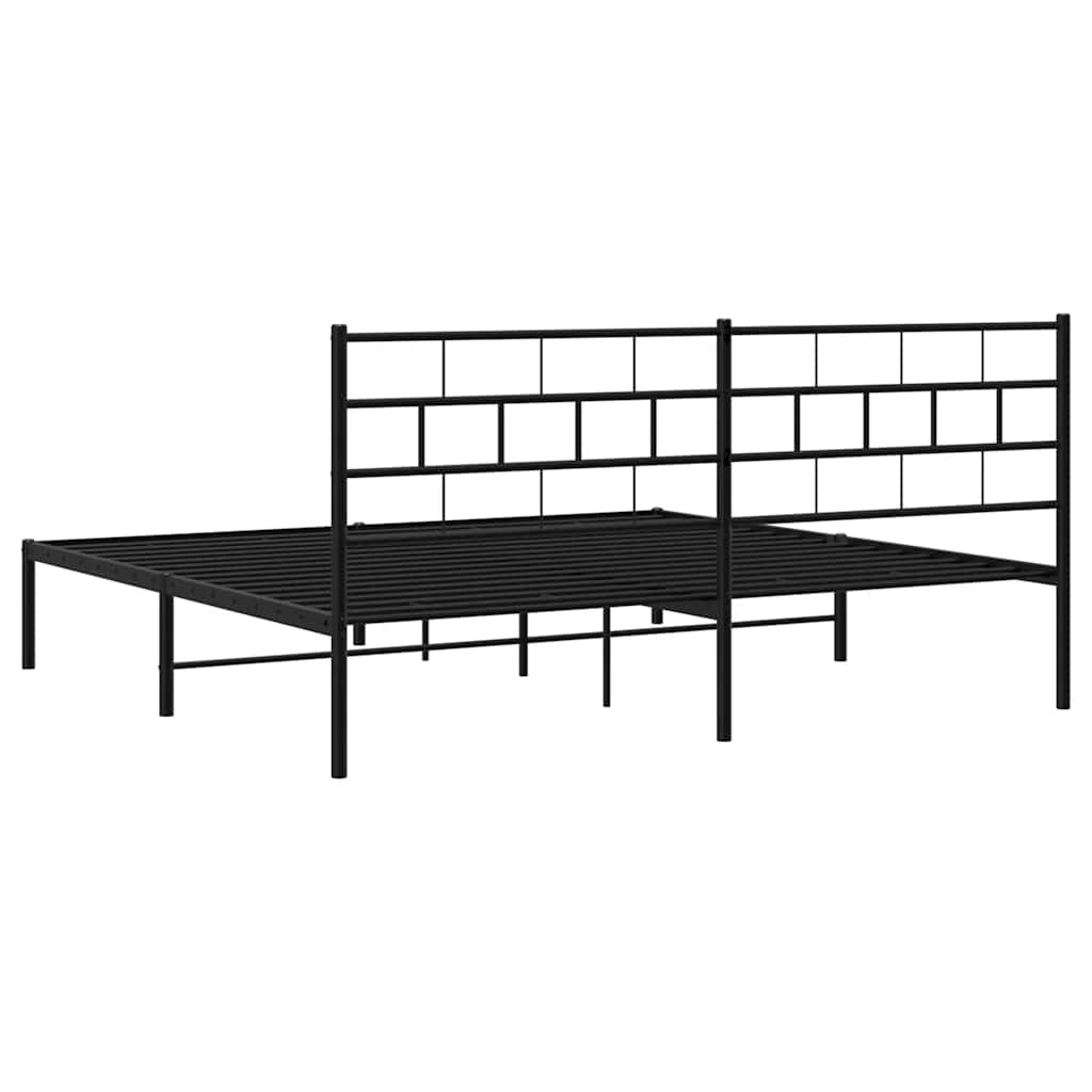 Metalni okvir za krevet s uzglavljem crni 183x213 cm