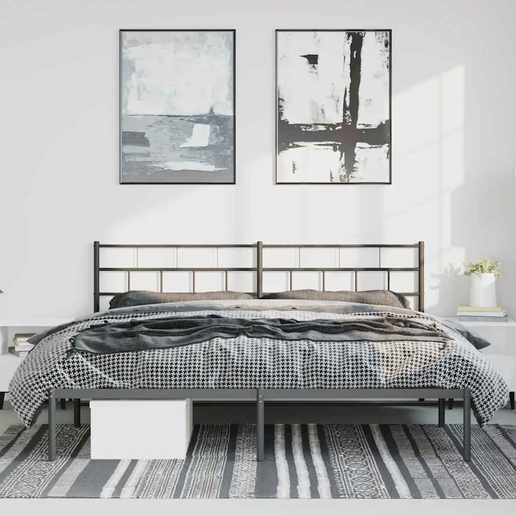Metalni okvir za krevet s uzglavljem crni 193x203 cm