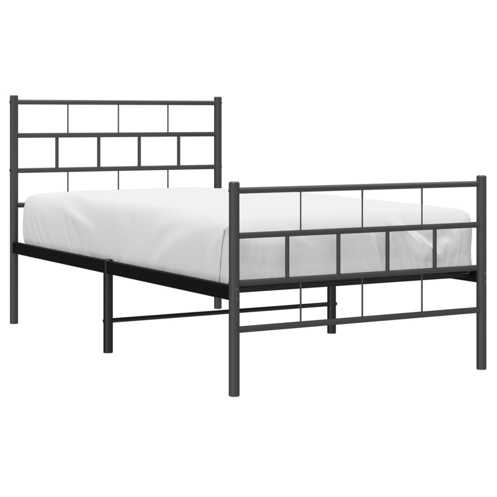 Metalni okvir kreveta uzglavlje i podnožje crni 90 x 200 cm