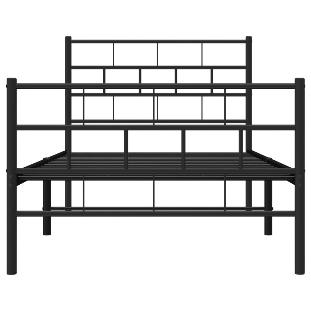 Metalni okvir kreveta uzglavlje i podnožje crni 90 x 200 cm