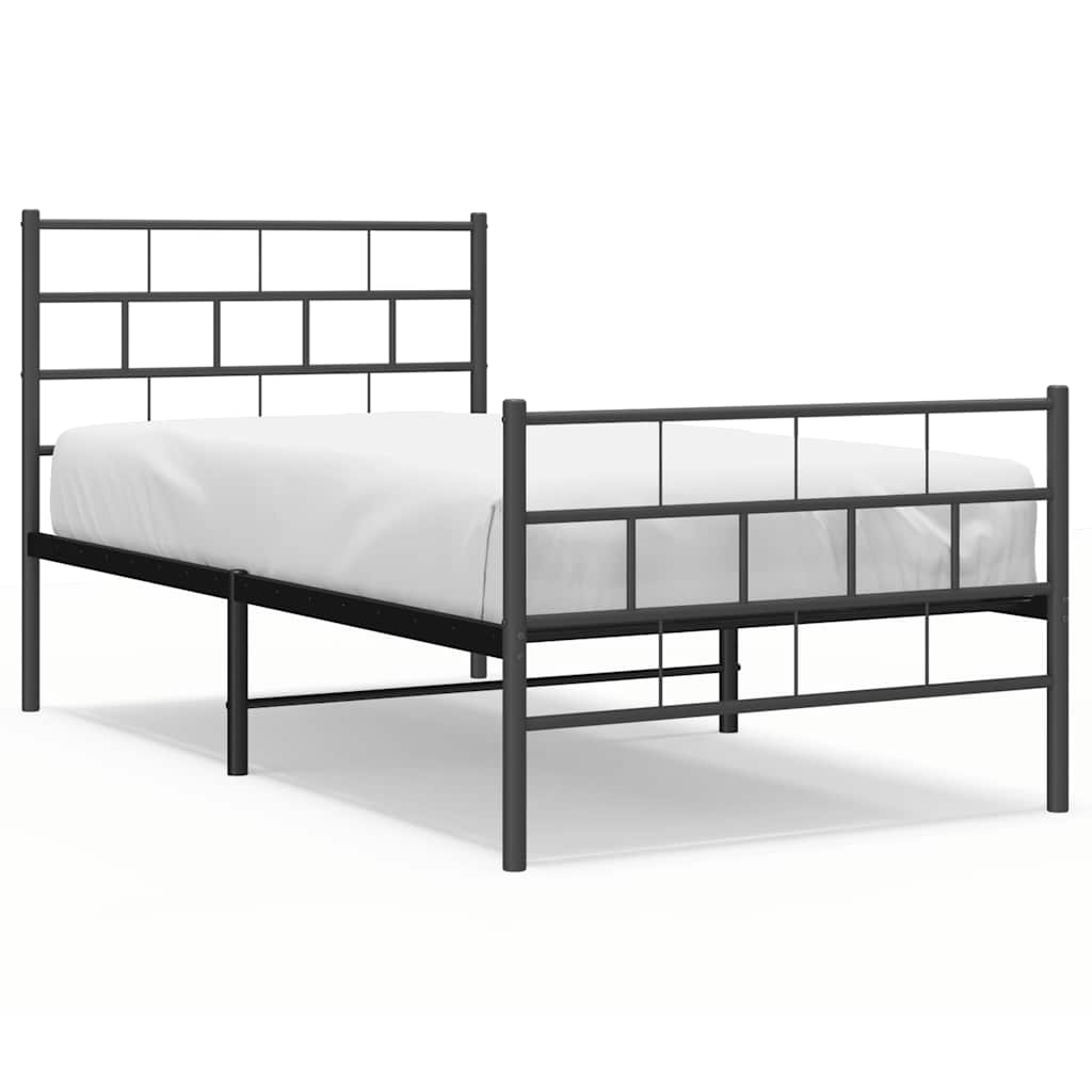 Metalni okvir kreveta uzglavlje i podnožje crni 100x190 cm