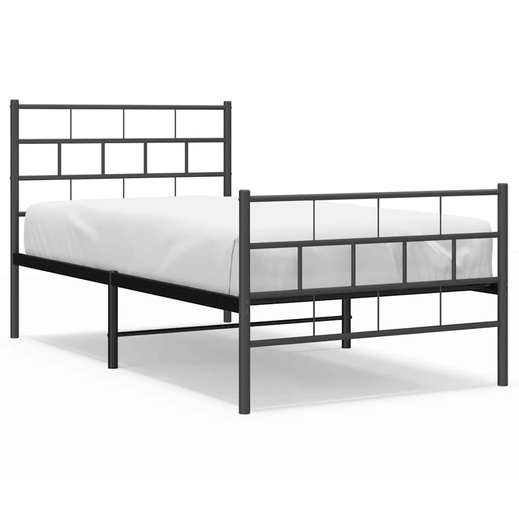 Metalni okvir kreveta uzglavlje i podnožje crni 100x200 cm