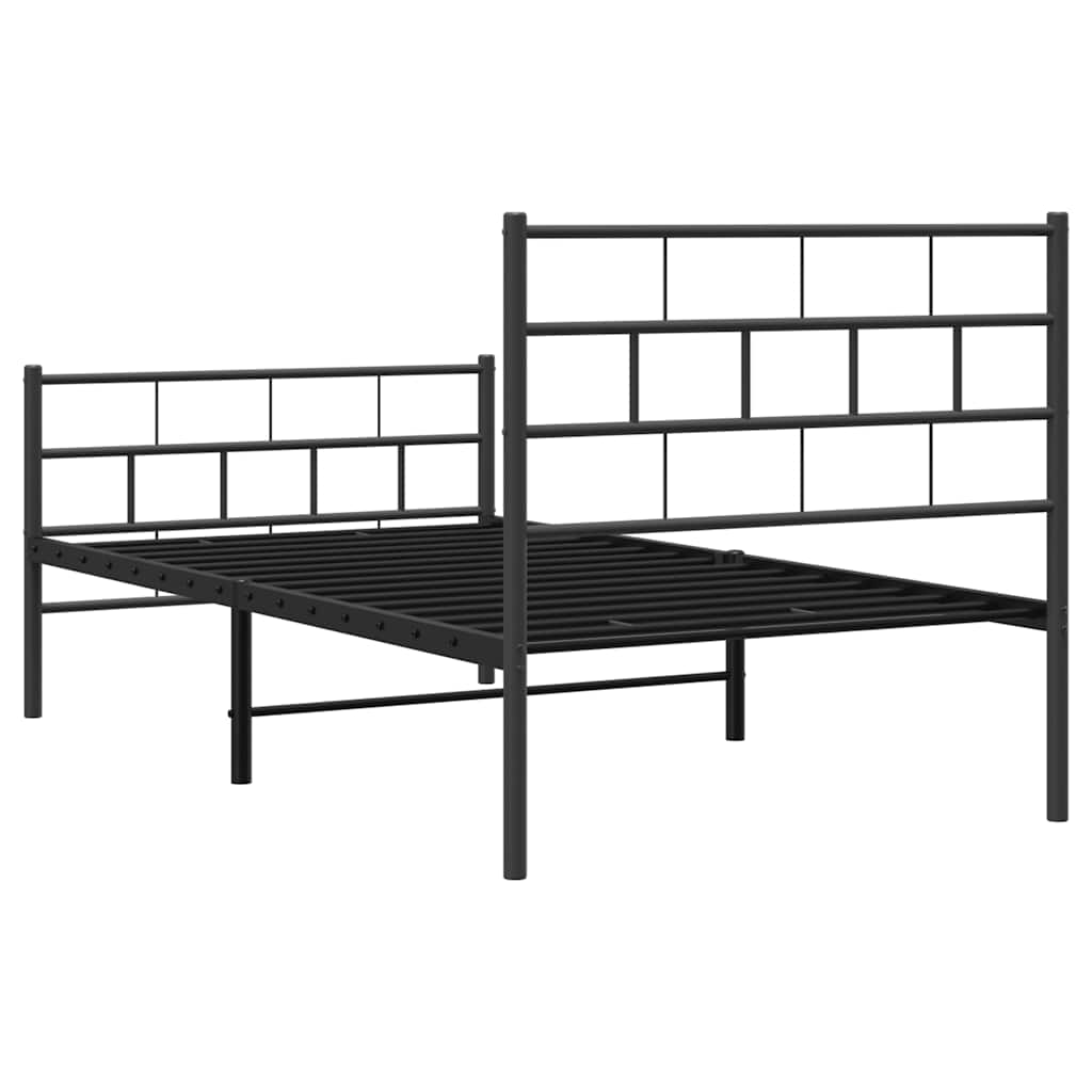 Metalni okvir kreveta uzglavlje i podnožje crni 100x200 cm