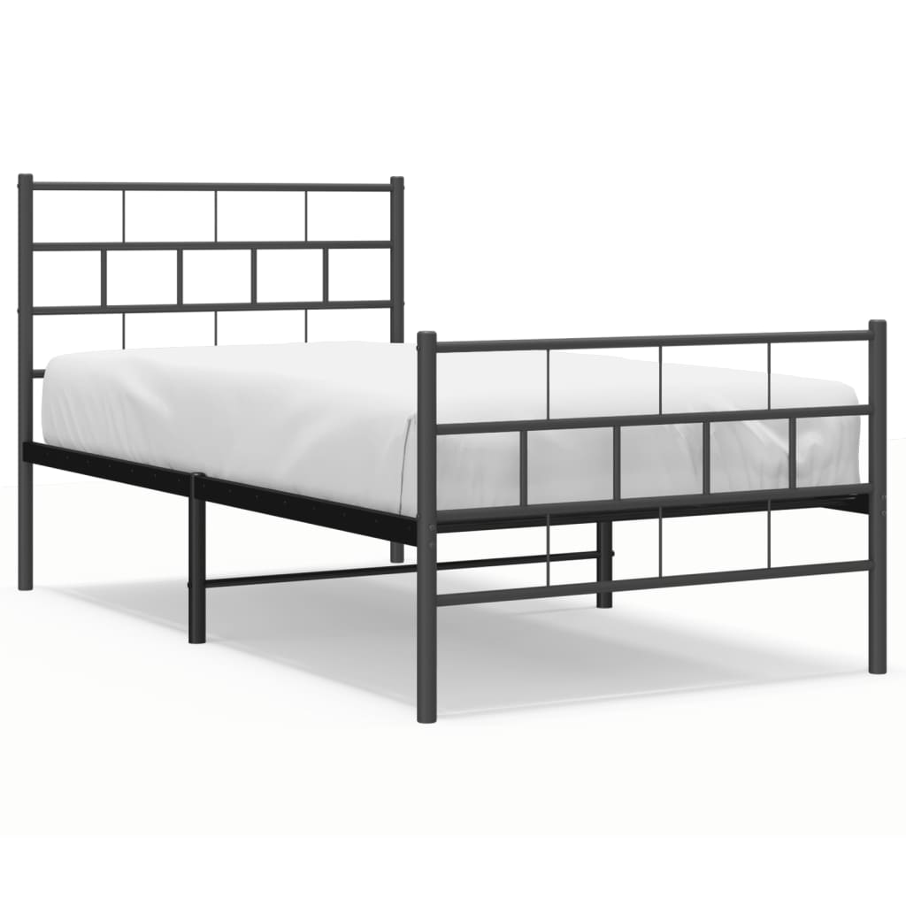 Metalni okvir kreveta uzglavlje i podnožje crni 107x203 cm