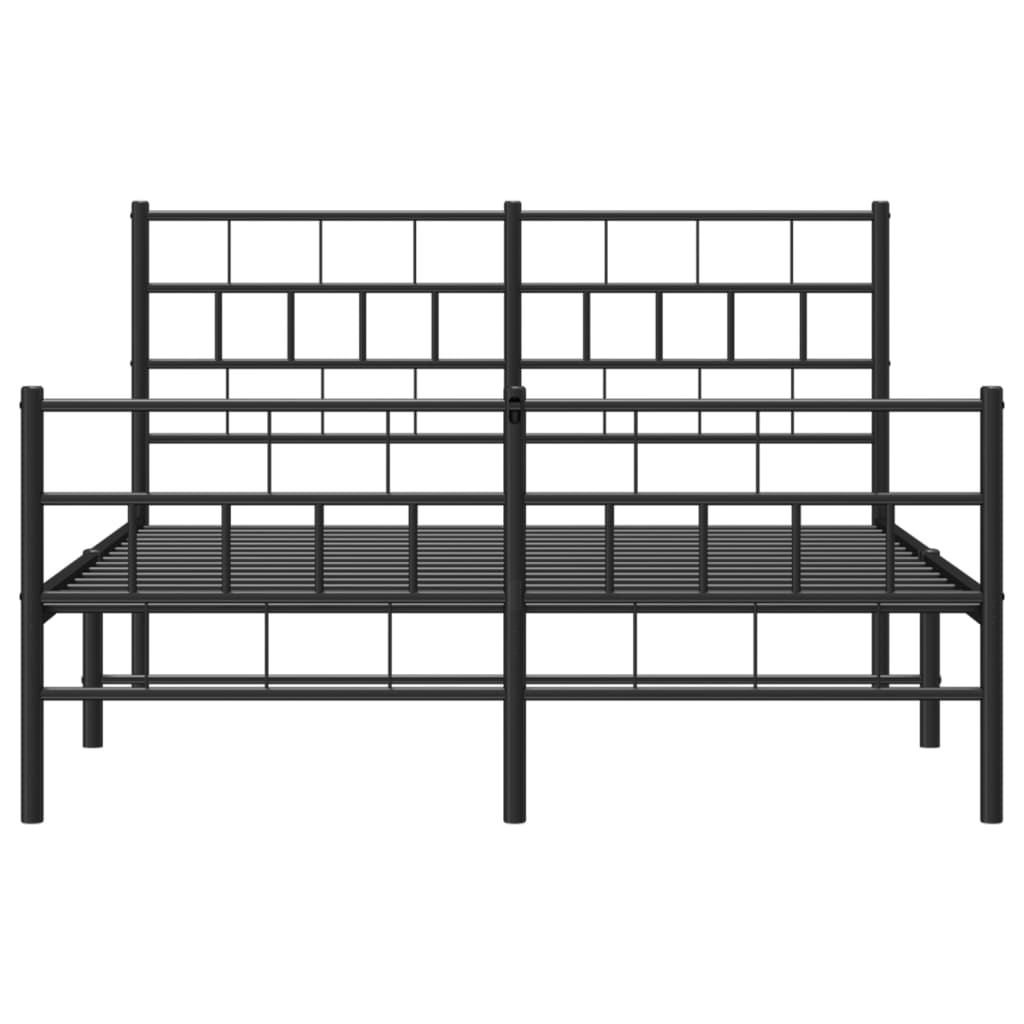Metalni okvir kreveta uzglavlje i podnožje crni 120x190 cm