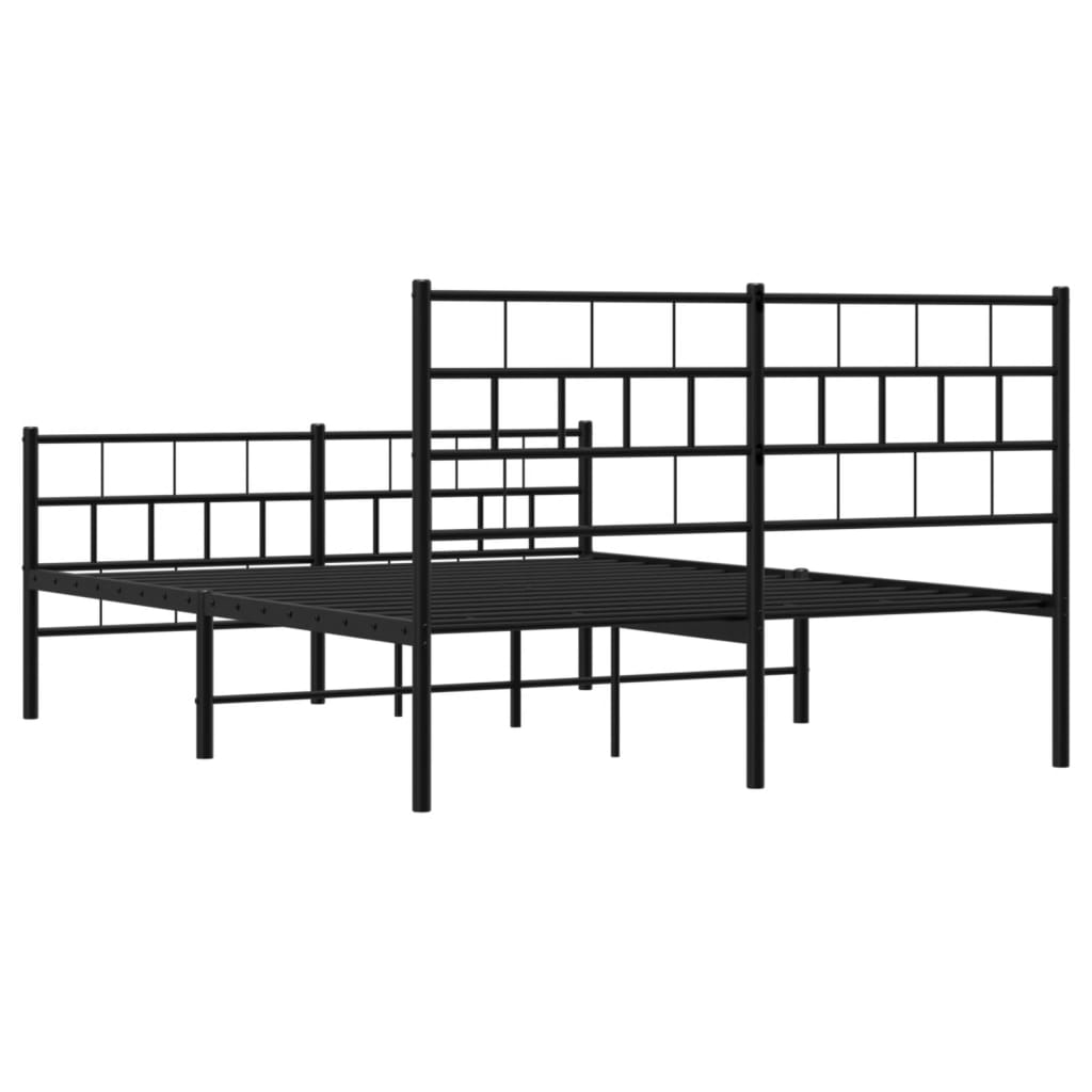 Metalni okvir kreveta uzglavlje i podnožje crni 120x200 cm