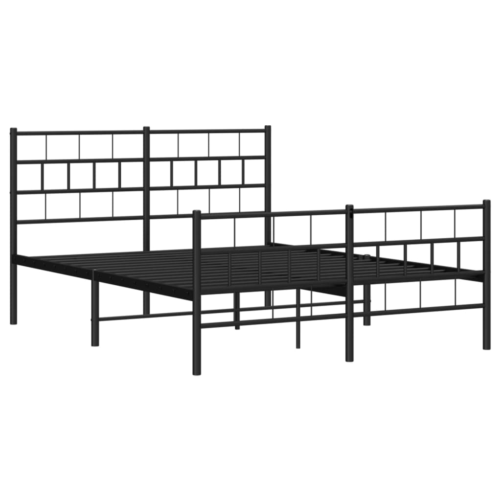 Metalni okvir kreveta uzglavlje i podnožje crni 140x190 cm