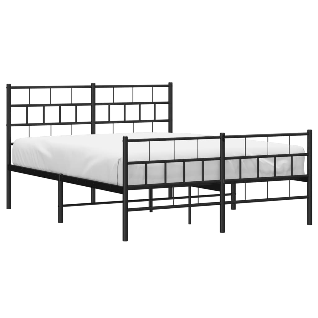 Metalni okvir kreveta uzglavlje i podnožje crni 140x200 cm