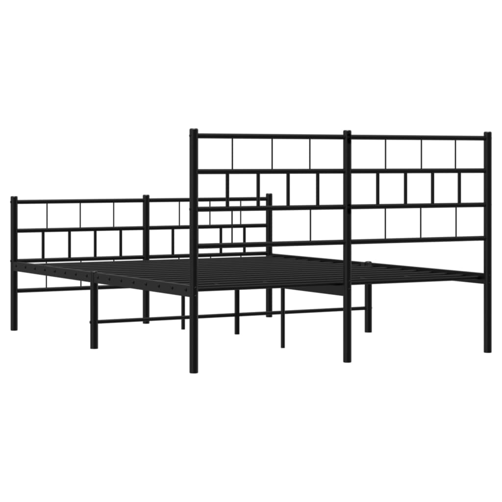 Metalni okvir kreveta uzglavlje i podnožje crni 140x200 cm